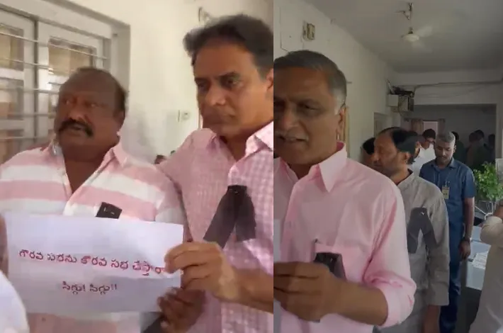 నల్ల బ్యాడ్జీలతో అసెంబ్లీకి బీఆర్ఎస్ ఎమ్మెల్యేలు