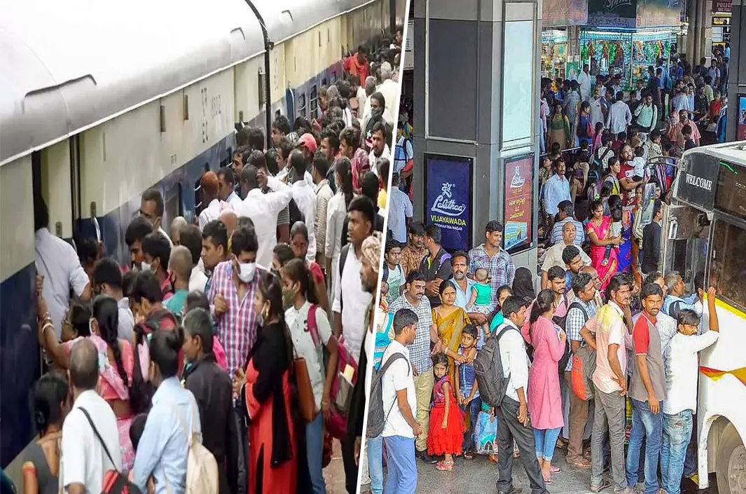 దసరా ఎఫెక్ట్‌.. బస్టాండ్లు, రైల్వే స్టేషన్లు కిటకిట!