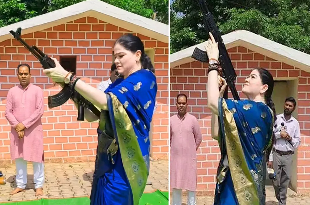 శస్త్ర పూజ తర్వాత ఎస్పీ ఫైరింగ్.. వీడియో వైరల్!