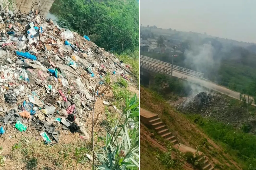 గుడి గుమ్మం వద్ద చెత్త కుప్పలు