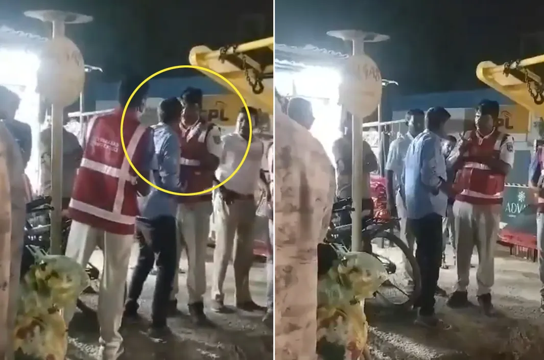 చెంప చెల్లుమనిపించిన ట్రాఫిక్ పోలీస్ (వీడియో వైరల్)